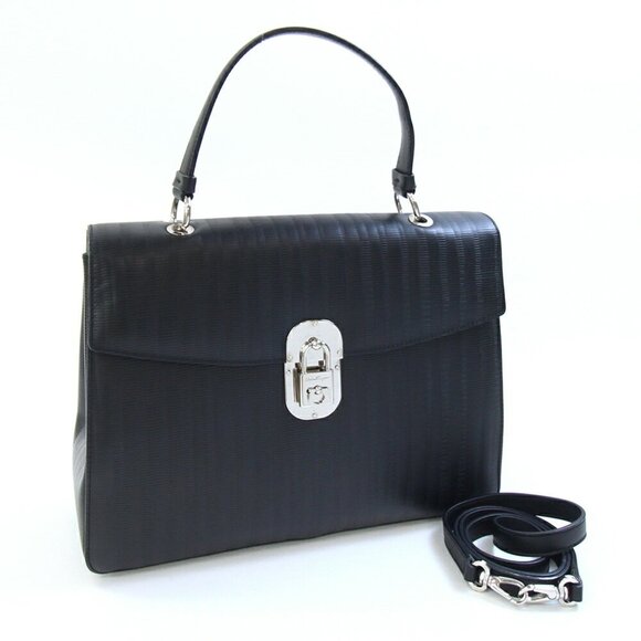 SALVATORE FERRAGAMO Black Leather Shoulder Bag - Picture 1 of 10
